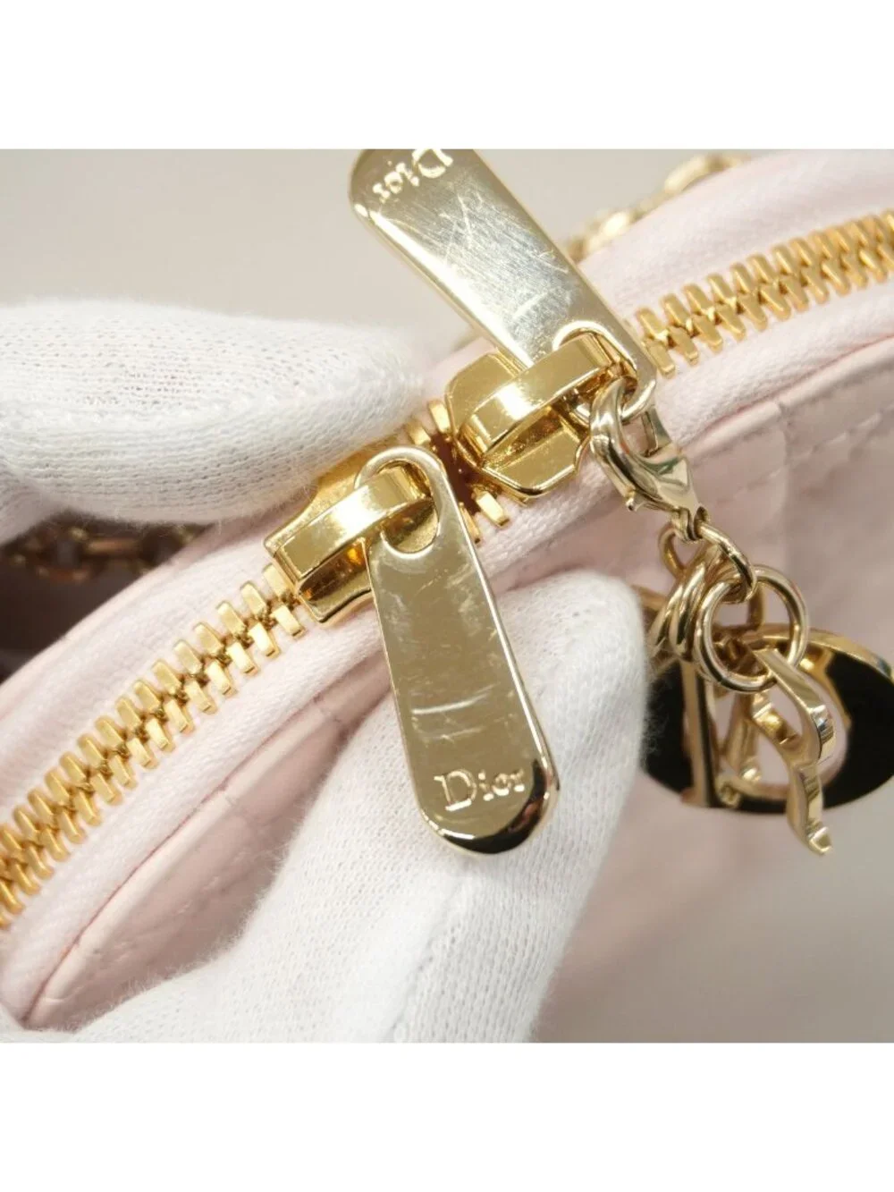 Dior Shoulder Bag Heart Cannage Leather Pink Champagne Gold